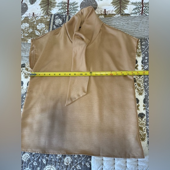 Elegant Tan Satin Women's Top - Picture 4 of 5